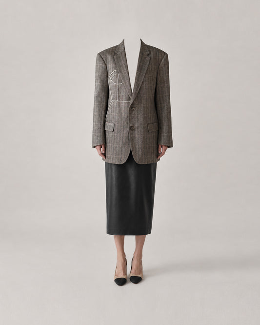 PURE SILK HERRINGBONE / WINDOWPANE BLAZER (FITS S-XL)