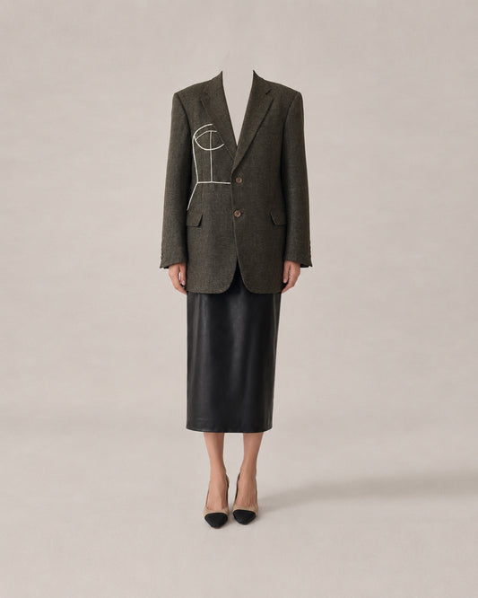 PURE WOOL HERRINGBONE BLAZER (FITS S-M)