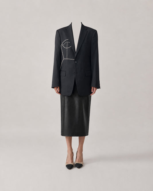 BLACK PURE WOOL BLAZER (FITS S-M)