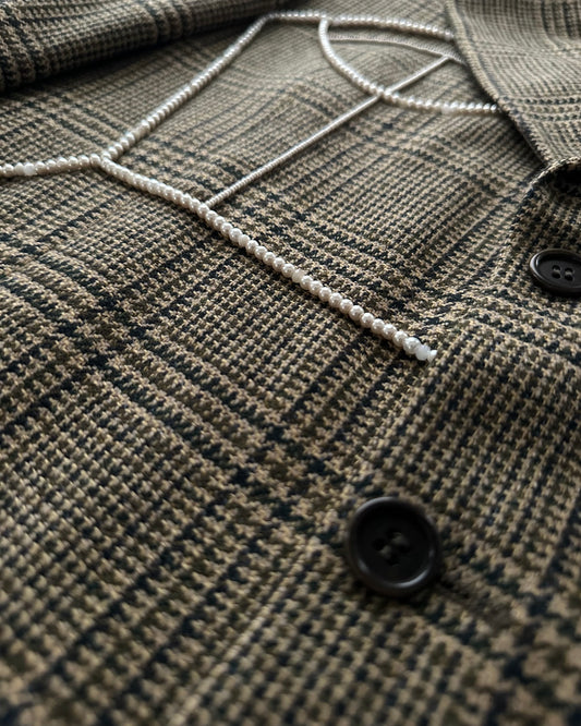 VINTAGE WOOL/CASHMERE BLAZER WITH HAND-BEADED CORSET DESIGN