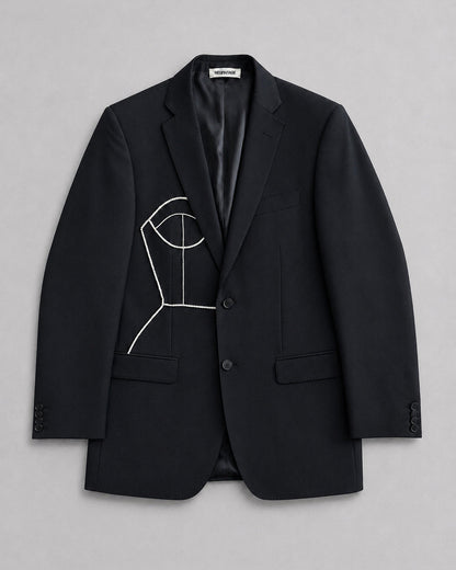 BLACK PURE WOOL BLAZER (FITS S-M)