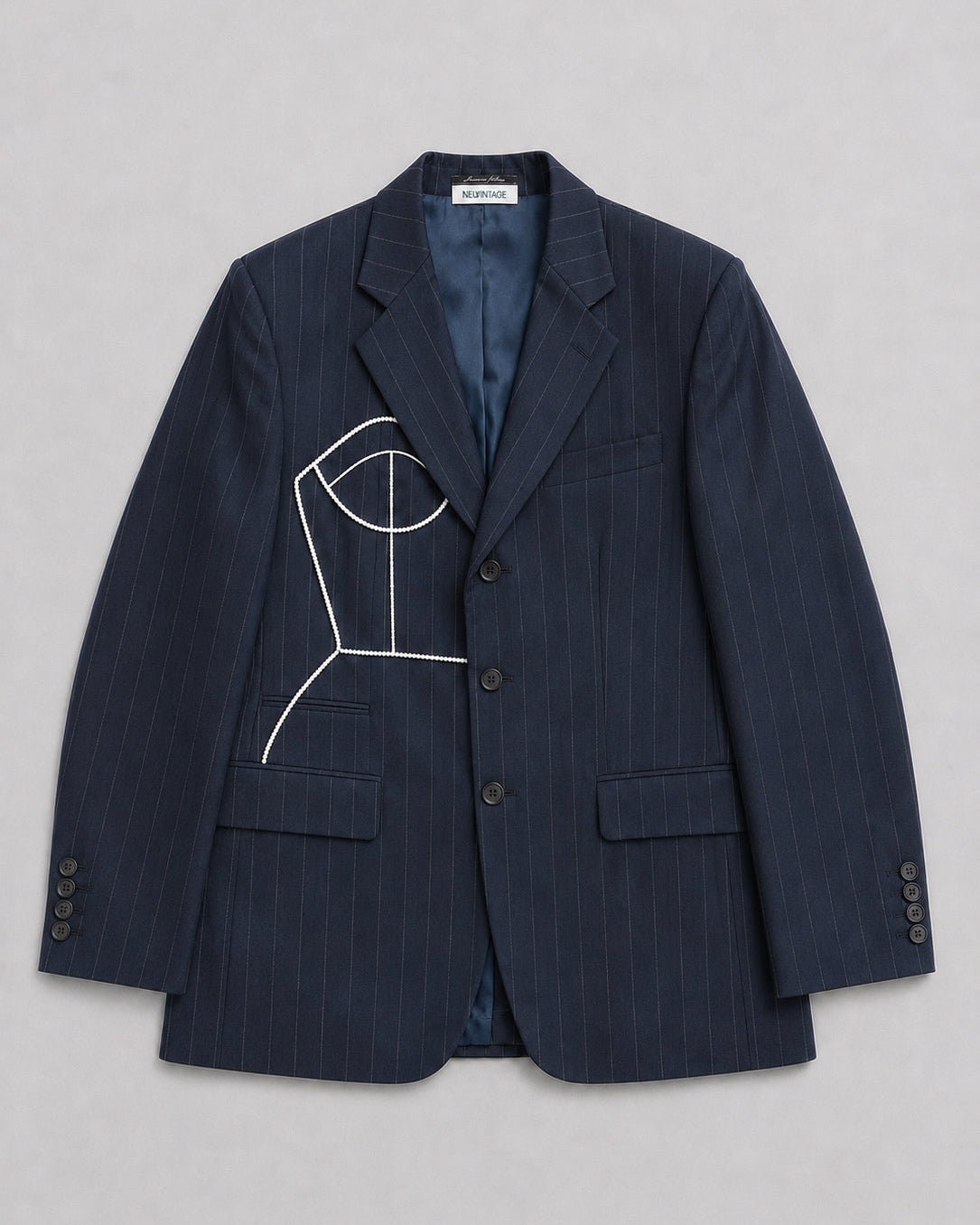 MULBERRY STRIPED WOOL BLAZER (FITS S-M)