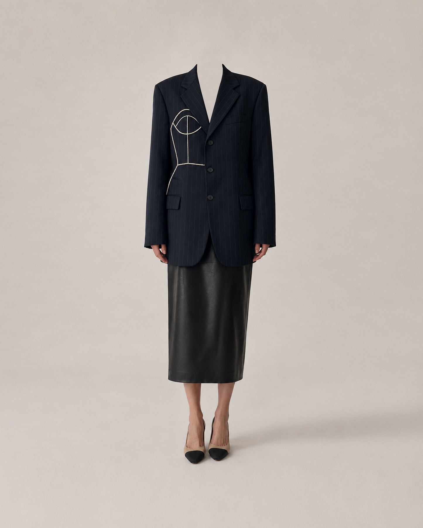 MULBERRY STRIPED WOOL BLAZER (FITS S-M)