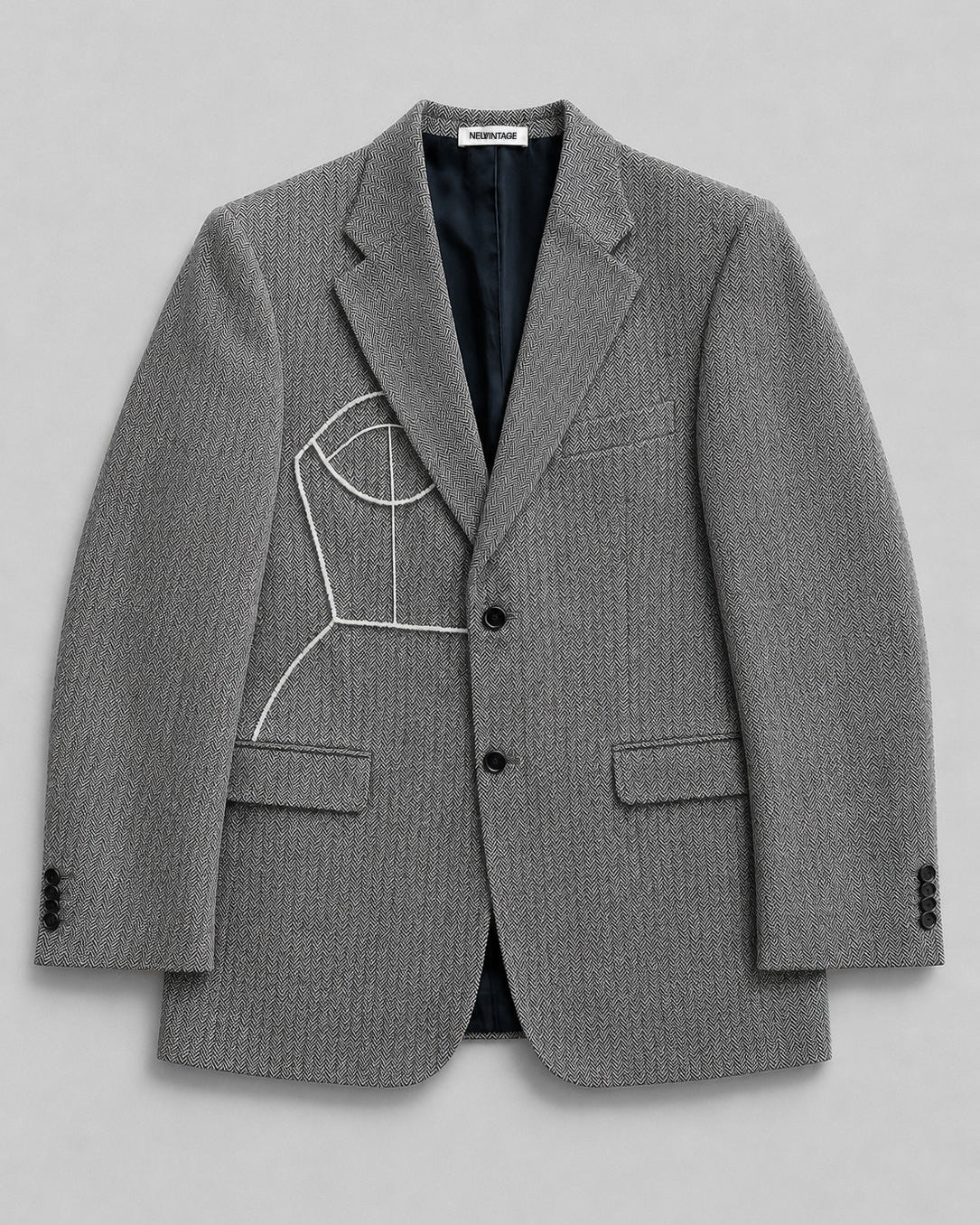 HERRINGBONE PURE WOOL BLAZER (FITS S-XL)