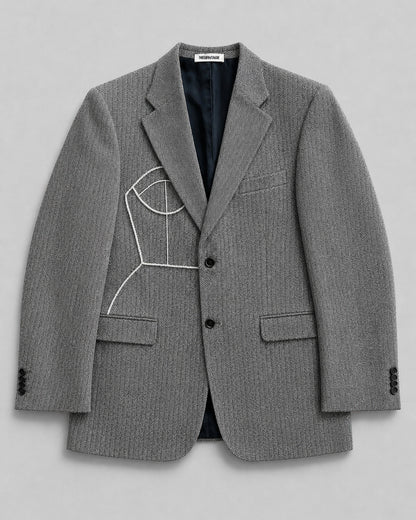 HERRINGBONE PURE WOOL BLAZER (FITS S-XL)