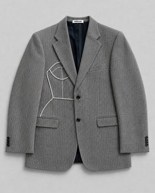 HERRINGBONE PURE WOOL BLAZER (FITS S-XL)