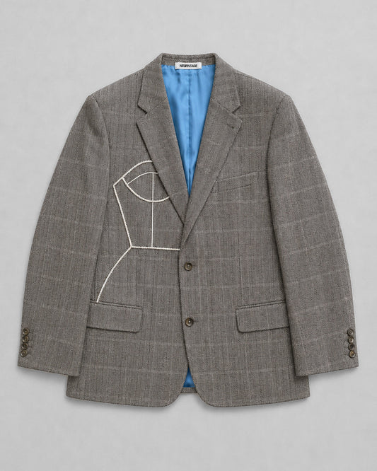 PURE SILK HERRINGBONE / WINDOWPANE BLAZER (FITS S-XL)
