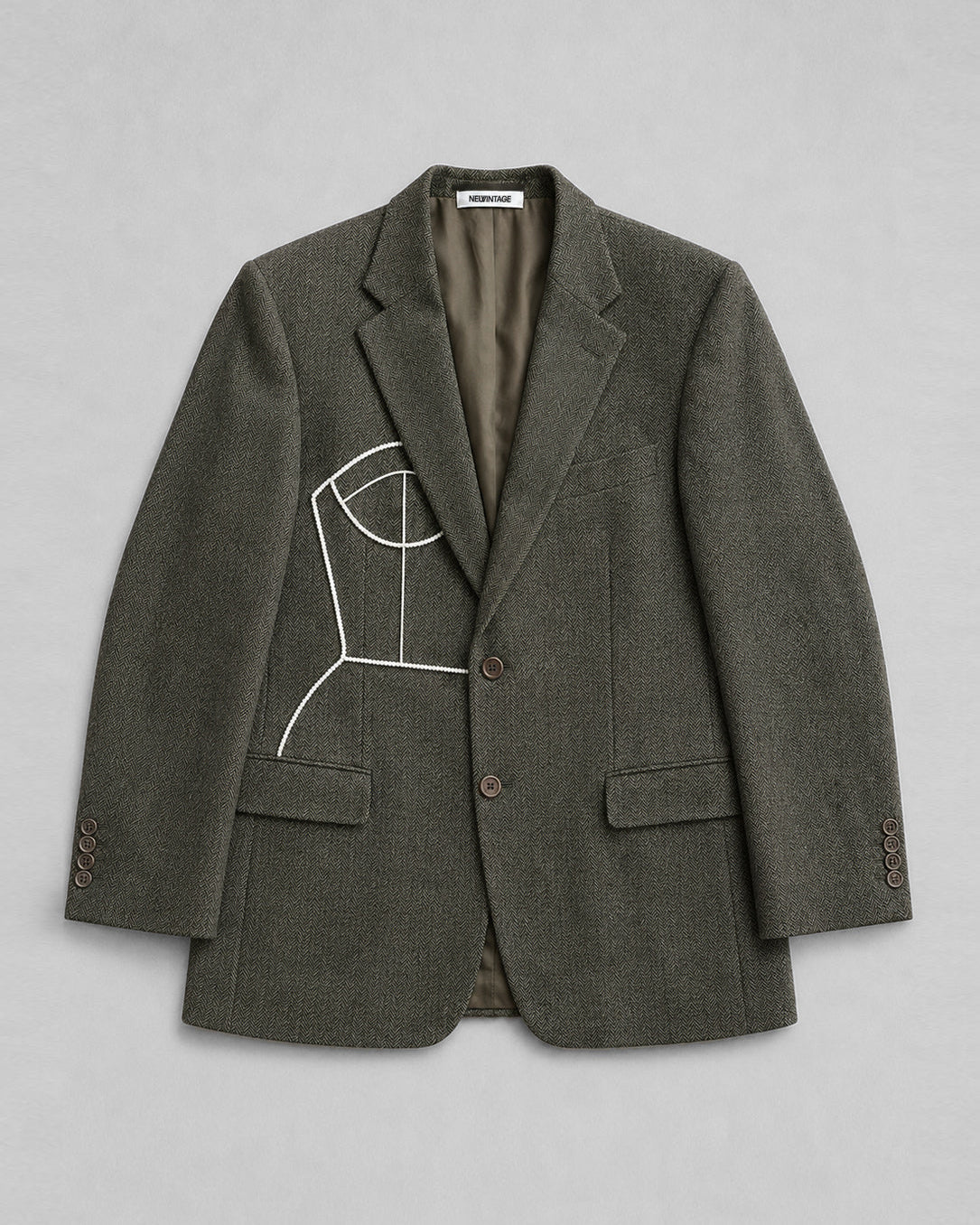 PURE WOOL HERRINGBONE BLAZER (FITS S-M)