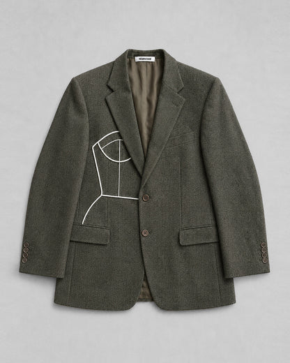 PURE WOOL HERRINGBONE BLAZER (FITS S-M)
