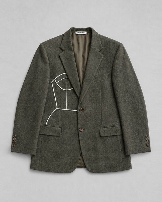 PURE WOOL HERRINGBONE BLAZER (FITS S-M)