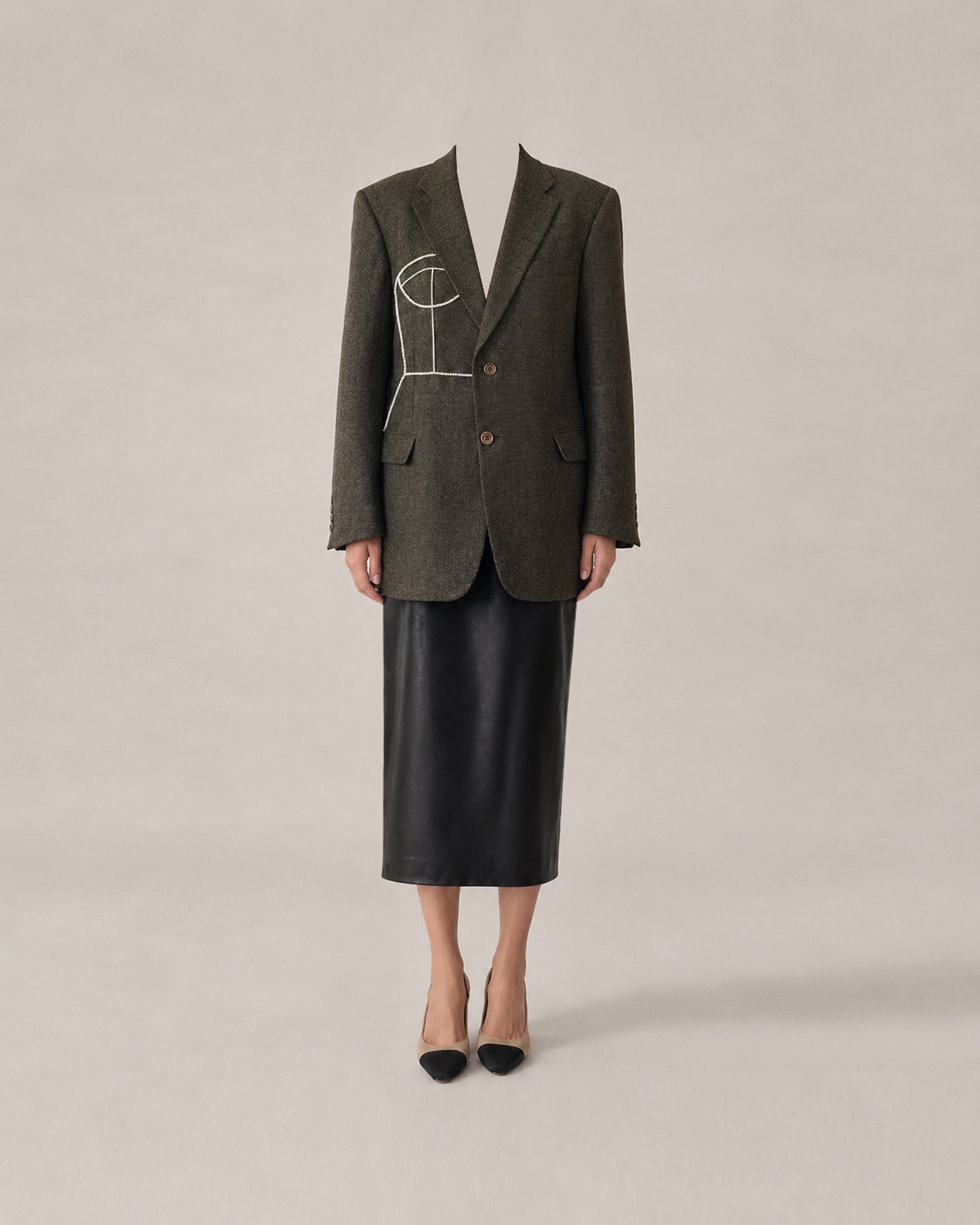PURE WOOL HERRINGBONE BLAZER (FITS S-M)