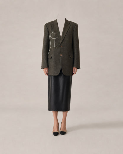 PURE WOOL HERRINGBONE BLAZER (FITS S-M)