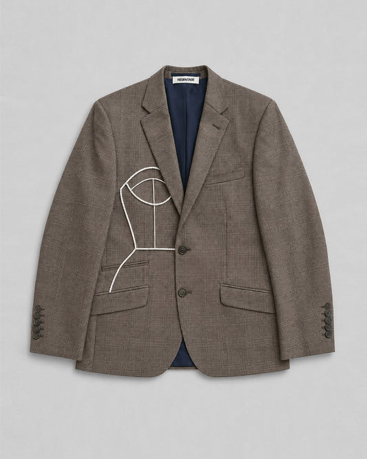 PURE WOOL GLEN CHECK BLAZER (FITS S)
