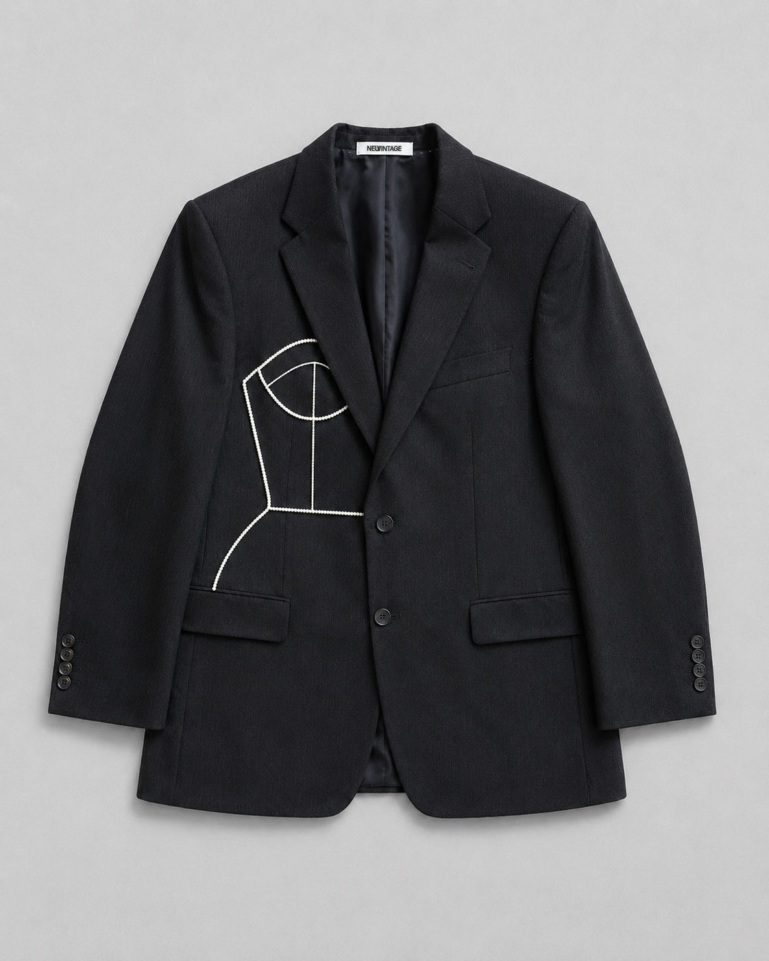 BLACK PURE WOOL BLAZER (FITS S-M)