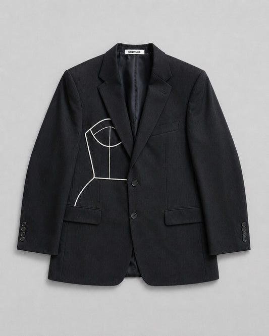 BLACK PURE WOOL BLAZER (FITS S-M)