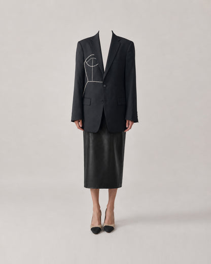 BLACK PURE WOOL BLAZER (FITS S-M)