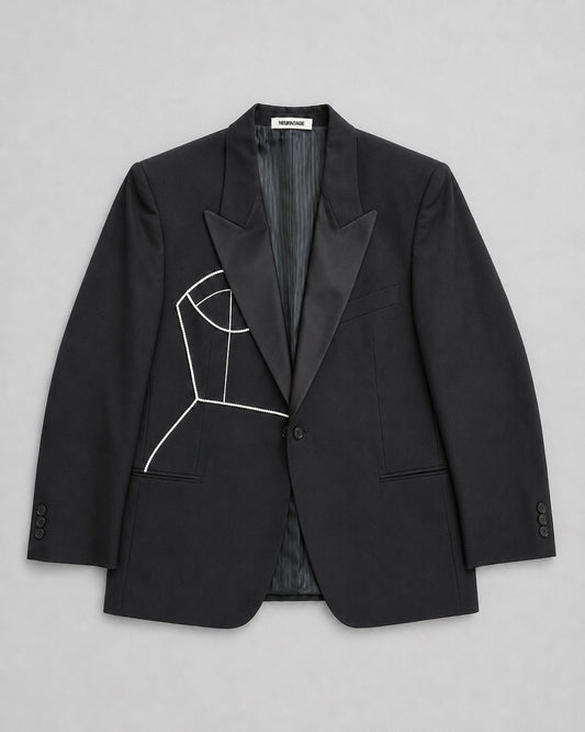 VINTAGE PURE WOOL TUXEDO JACKET (FITS S-L)