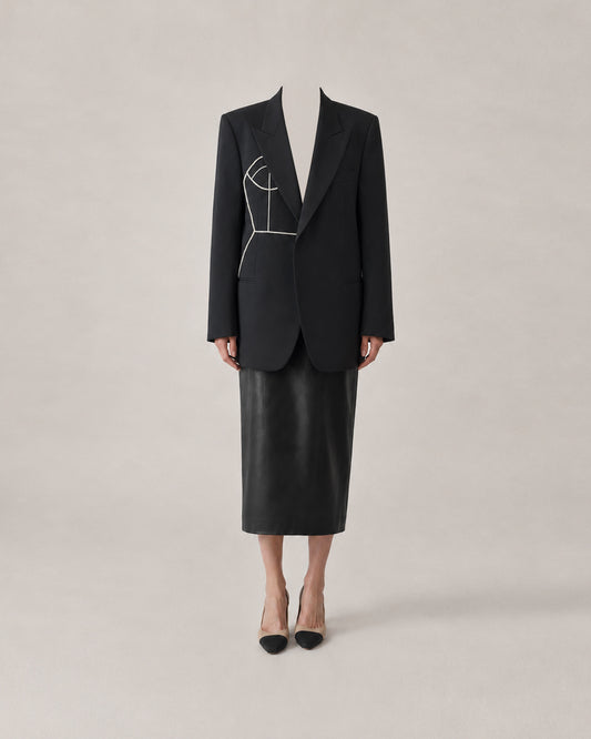 VINTAGE PURE WOOL TUXEDO JACKET (FITS S-L)