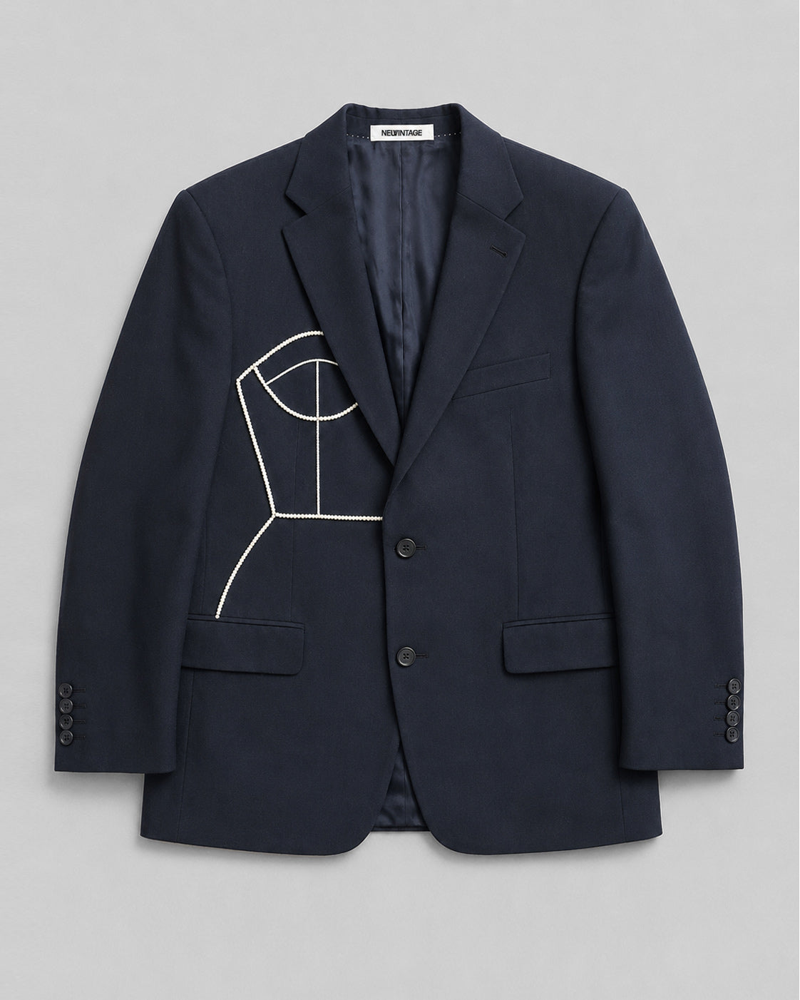 NAVY PURE WOOL BLAZER (FITS S-M)