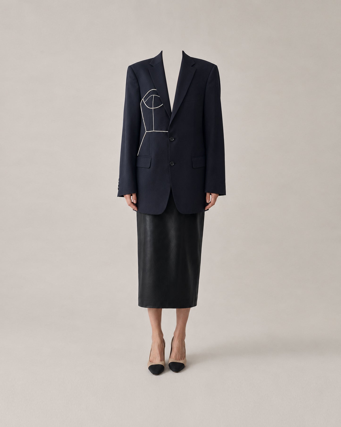 NAVY PURE WOOL BLAZER (FITS S-M)
