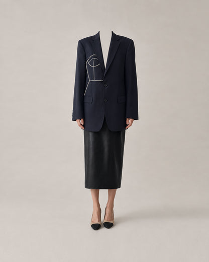 NAVY PURE WOOL BLAZER (FITS S-M)