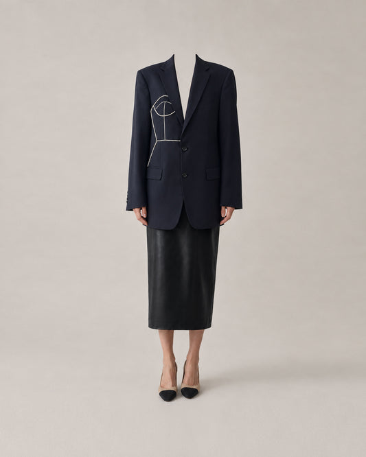 NAVY PURE WOOL BLAZER (FITS S-M)