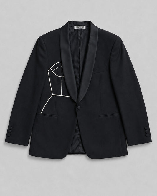 VINTAGE WOOL TUXEDO JACKET (FITS S-M)