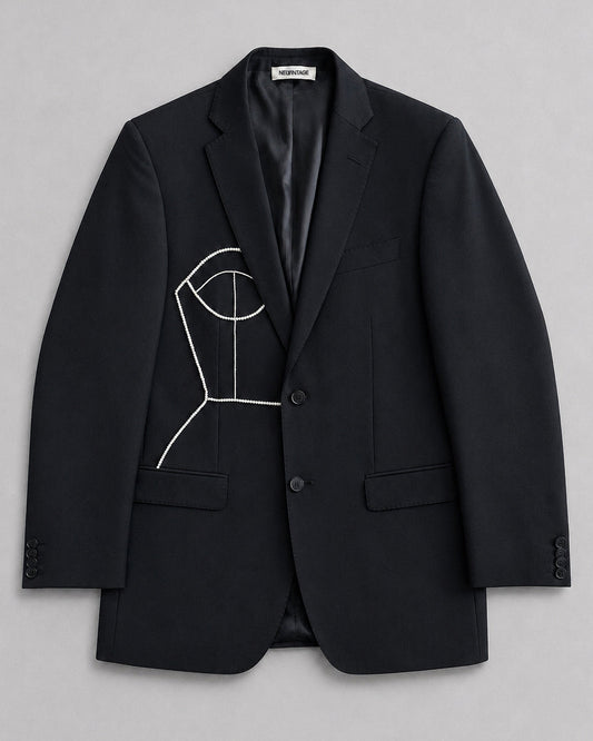 BLACK PURE WOOL BLAZER (FITS S-XL)