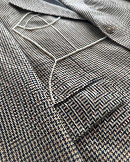 VINTAGE WOOL BLAZER WITH HAND-BEADED CORSET DESIGN