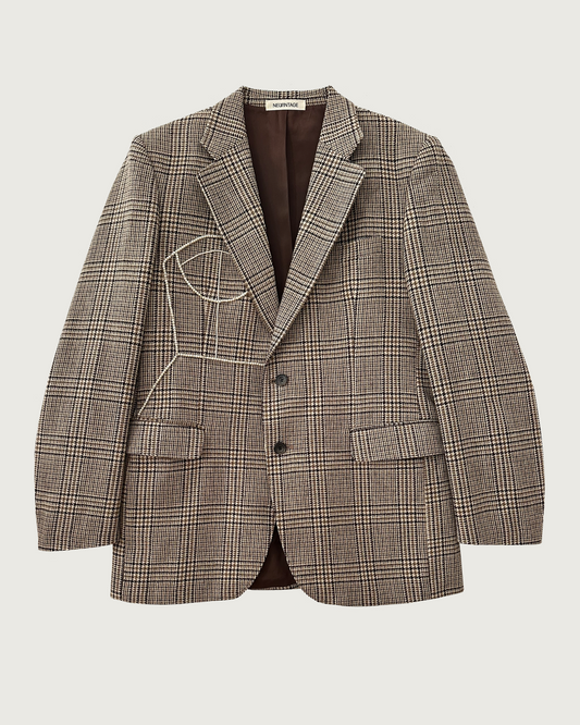 Vintage wool blazer with hand-beaded corset design