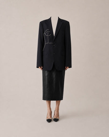 BLACK PURE WOOL BLAZER (FITS S-XL)