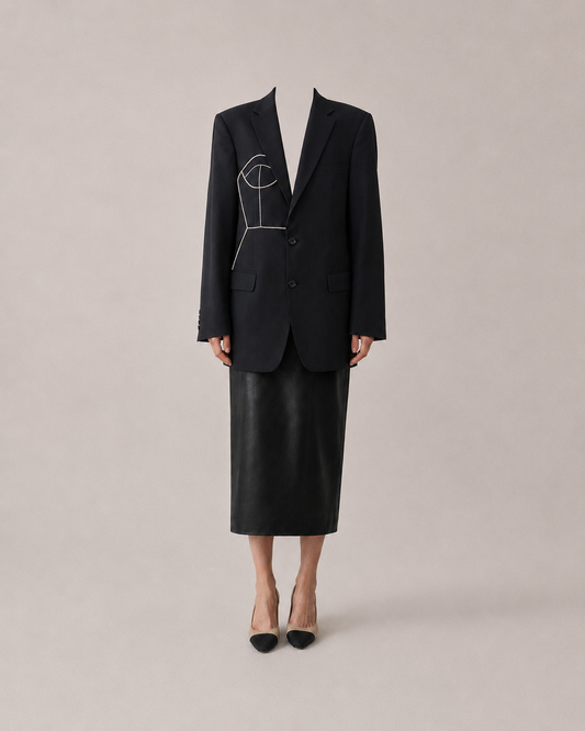 BLACK PURE WOOL BLAZER (FITS S-M)