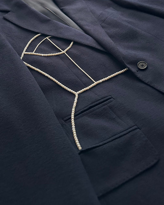 VINTAGE PURE SILK BLAZER WITH HAND-BEADED CORSET DESIGN