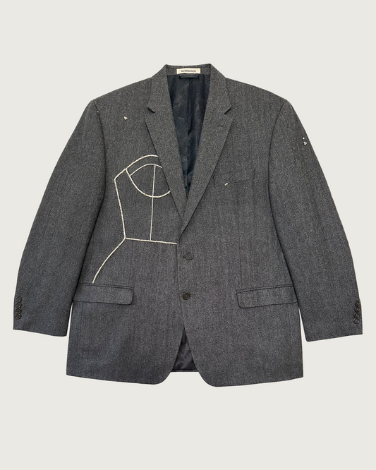 Vintage Lauren Ralph Lauren wool/cashmere blazer with hand-beaded corset design