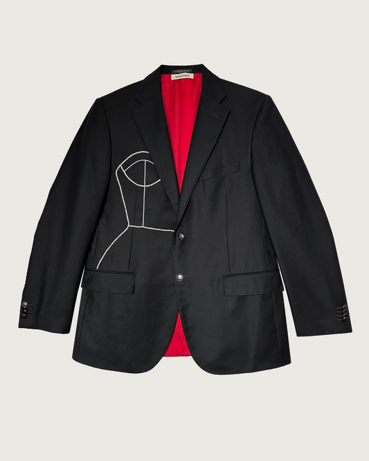 Corneliani wool blazer with hand-beaded corset design
