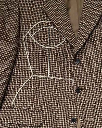 Vintage 100% wool oversized blazer upcycled with hand-beaded corset design (Fits up to L)