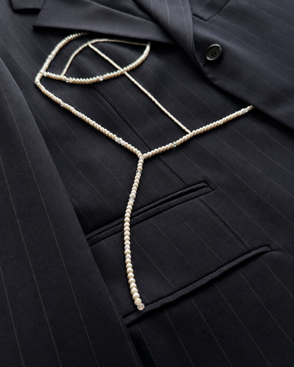 MULBERRY STRIPED WOOL BLAZER (FITS S-M)