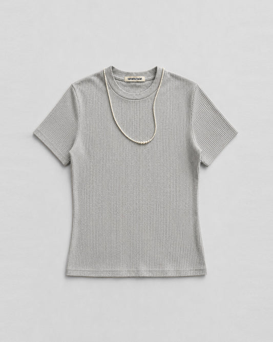 DEADSTOCK RIB T-SHIRT "NECKLACE IN THE WIND" (FITS S-M)