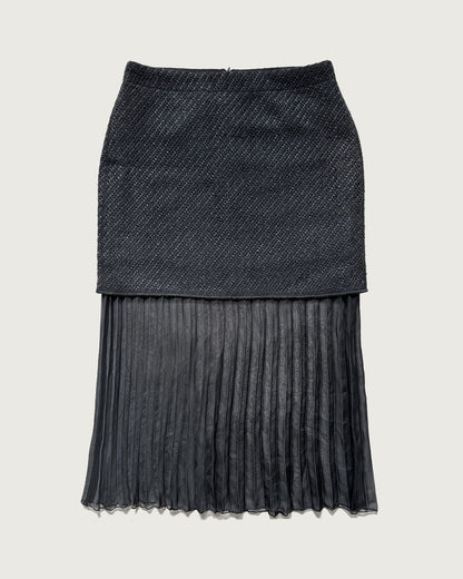 Deconstructed double layer midi skirt