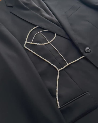 BLACK PURE WOOL BLAZER (FITS S-M)