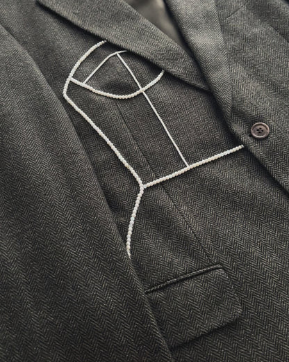 PURE WOOL HERRINGBONE BLAZER (FITS S-M)