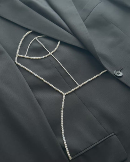 BLACK PURE WOOL BLAZER (FITS S-M)