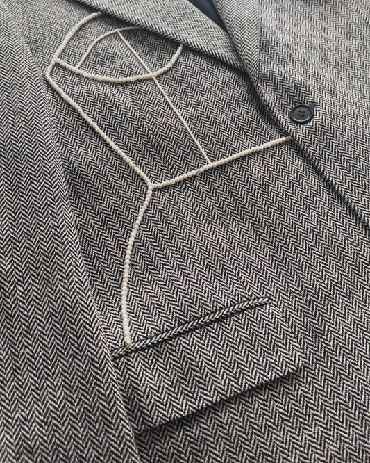 HERRINGBONE PURE WOOL BLAZER (FITS S-XL)