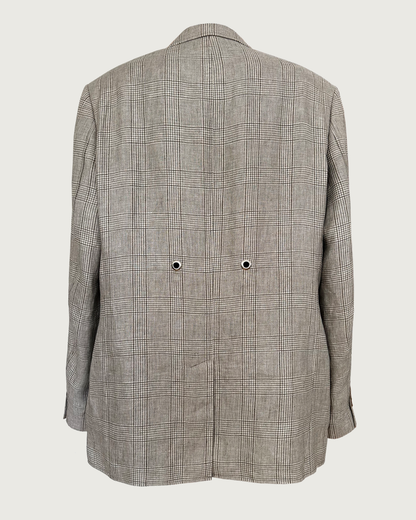 Upcycled two-way wear 100% linen blazer with metal hardware (Fits M-L)