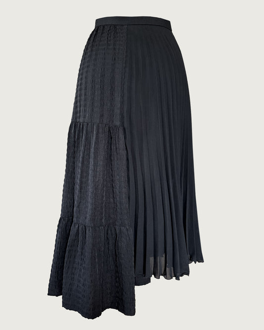 Reworked asymmetrical two-way wear wrap skirt